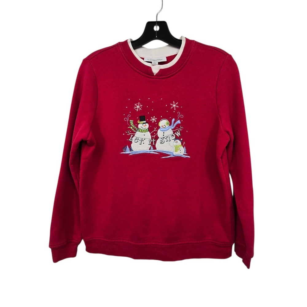 Vintage 90s Y2K Let It Snow Snowman Christmas Sweatshirt Womens PS Petite Small